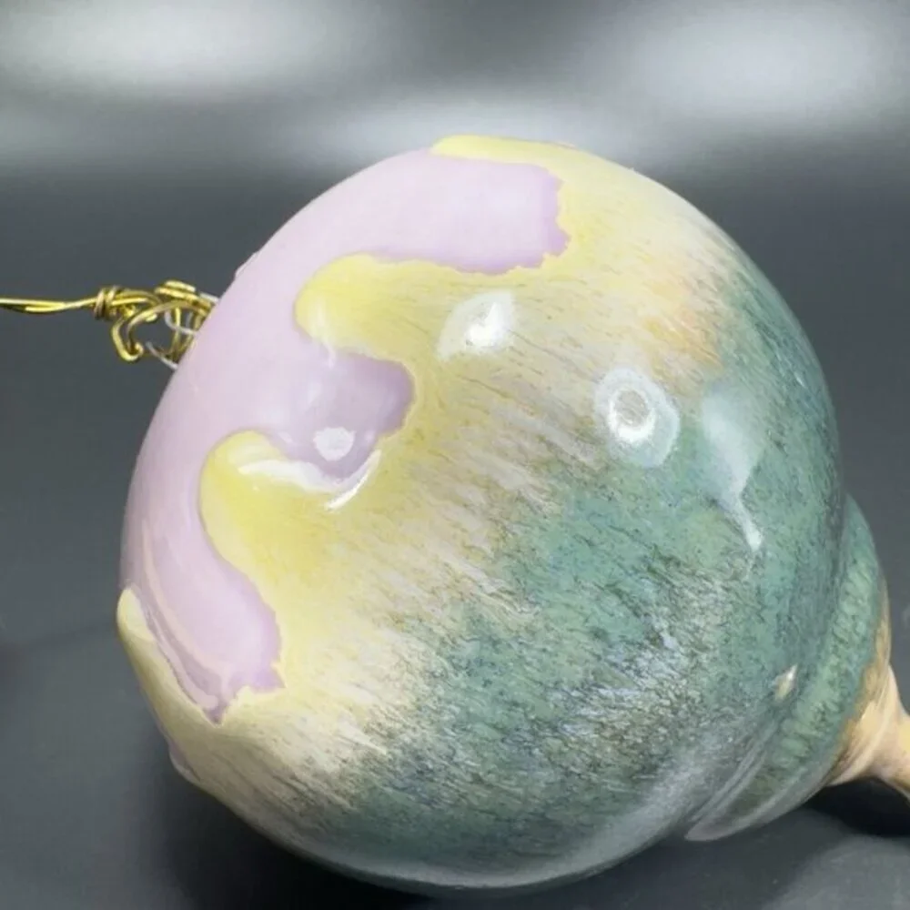 Hand Made Studio Pottery‎ Ornament Hanging Orb Figurine Drip Flambe Glaze VTG